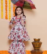 Red Printed Silk Kurta Set