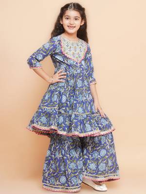 Blue Printed Pure Cotton Kurta Set 2