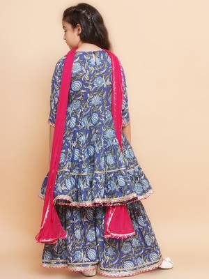 Blue Printed Pure Cotton Kurta Set 3
