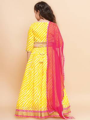 Yellow Embroidered Cotton Lehenga Choli Set 3