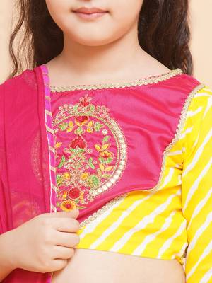 Yellow Embroidered Cotton Lehenga Choli Set 4