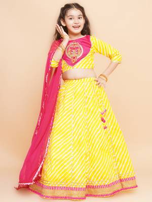 Yellow Embroidered Cotton Lehenga Choli Set 6