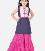 Blue Solid Cotton Blend Kurta Set