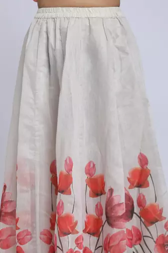 Pink Printed Silk Blend Lehenga Choli Set