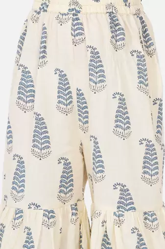 Blue Printed Cotton Blend Kurta Set