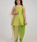 Green Solid Silk Blend Kurta Set