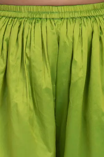 Green Solid Silk Blend Kurta Set