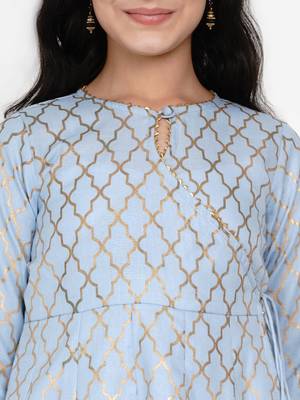 Blue Printed Cotton Blend Kurta Set 5