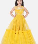 Yellow Embellished Silk Maxi Dress