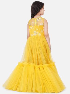 Yellow Embellished Silk Maxi Dress 2