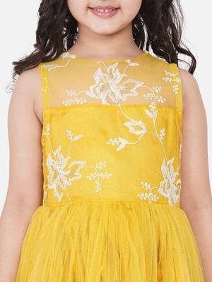 Yellow Embellished Silk Maxi Dress 5