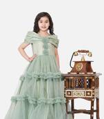 Green Embellished Silk Maxi Dress