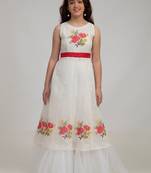 White Embroidered Silk Maxi Dress