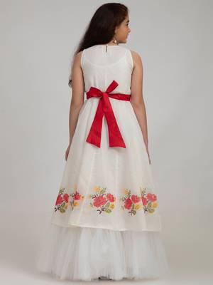 White Embroidered Silk Maxi Dress 2