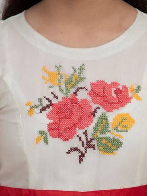 White Embroidered Silk Maxi Dress 5