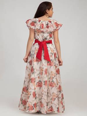White Printed Silk Maxi Dress 2