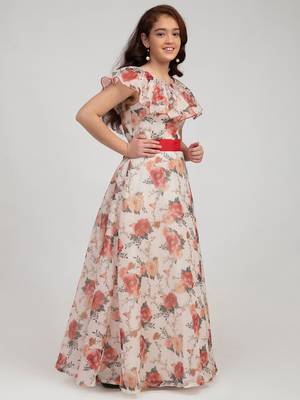 White Printed Silk Maxi Dress 3