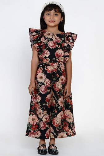 Black Printed Rayon Jumpsuit