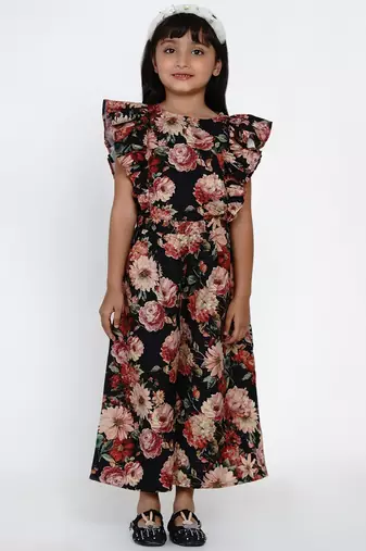 Black Printed Rayon Jumpsuit