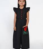 Black Solid Cotton Jumpsuit