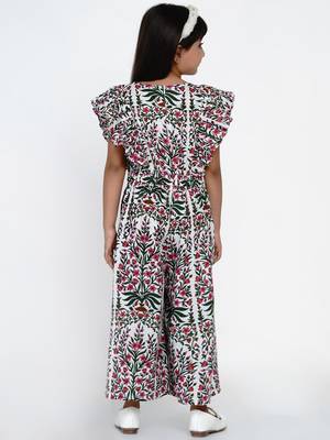 White Printed Cotton Jumpsuit 2