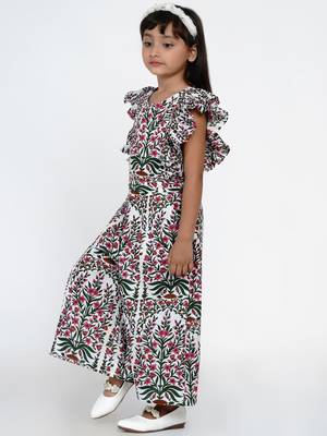 White Printed Cotton Jumpsuit 4