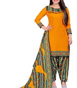 Yellow printed cotton salwar