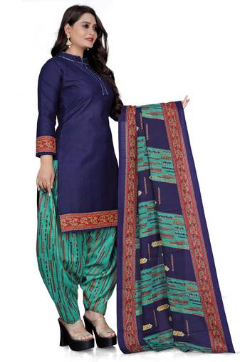 Blue printed cotton salwar