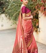 PURPLE WOVEN Faux Faux Kanjivaram SILK SAREE WITH BLOUSE PIECE