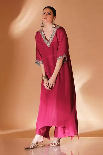 Mulberry organza kaftan kurta set