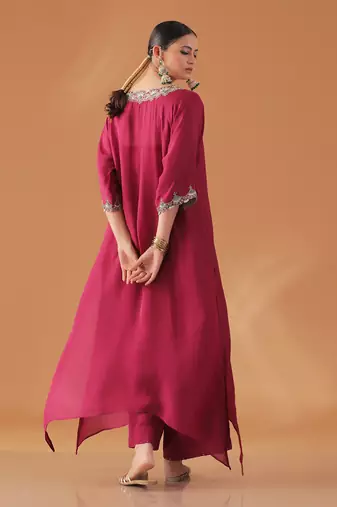 Mulberry organza kaftan kurta set