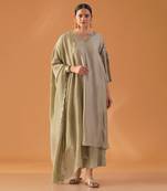 Pista green embroidered kurta set