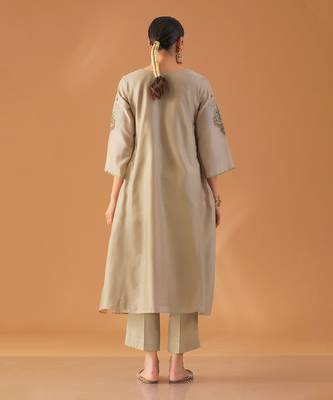 Pista green embroidered kurta set 5