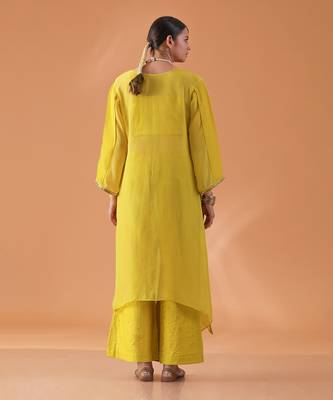Yellow organza kaftan kurta set 3