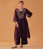 Purple organza kaftan kurta set