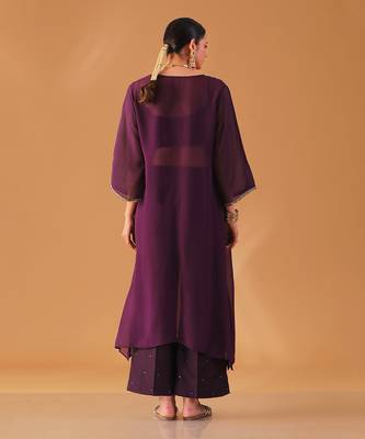 Purple organza kaftan kurta set 3
