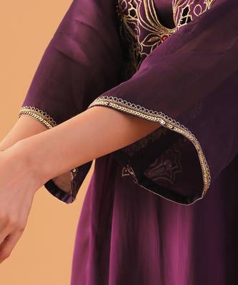 Purple organza kaftan kurta set 5