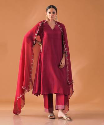 Mulberry chanderi silk kurta set 1