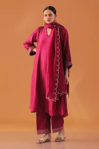 Mulberry chanderi silk kurta set