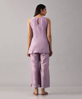 Lilac hand embroidered kurta set 3
