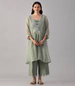 Green  organza  tunic set