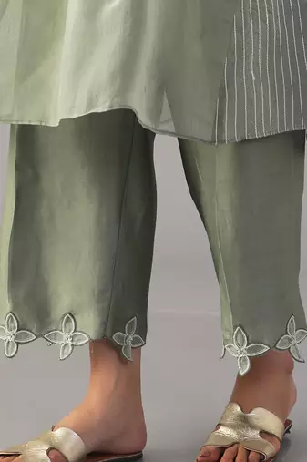 Green  organza  tunic set