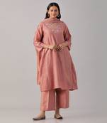 Pink hand embroidered  kurta set