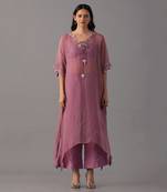Onion pink hand embroidered  kurta with bustier and palazzo