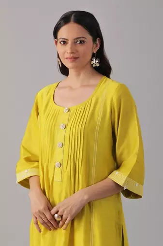Yellow chanderi silk kurta set