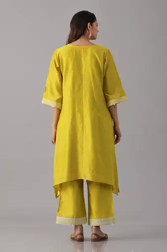 Yellow chanderi silk kurta set