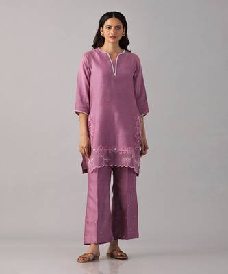 Purple applique kurta  with pant 1
