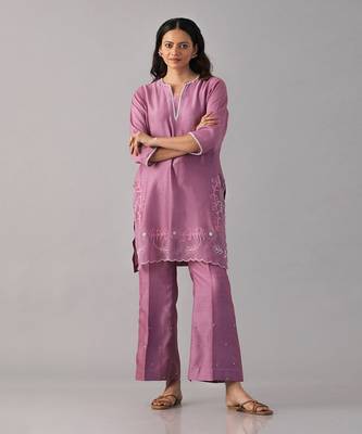 Purple applique kurta  with pant 2