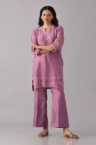 Purple applique kurta  with pant