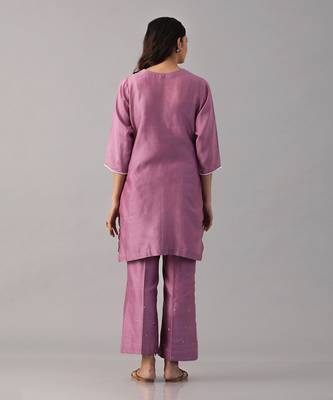 Purple applique kurta  with pant 3